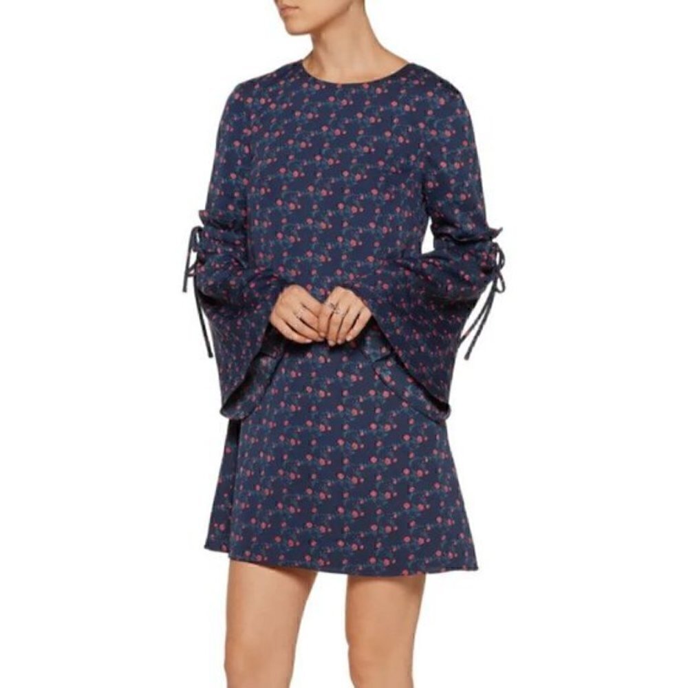 Tanya Taylor Irene Navy and Red Floral Dress